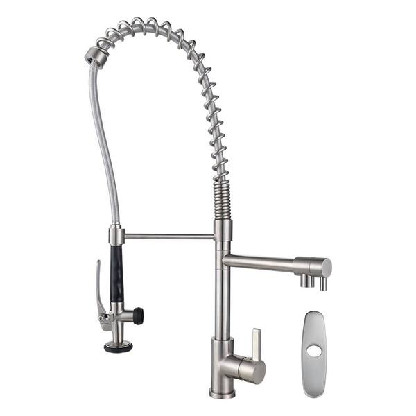 ARCORA Single Handle Pull Down Sprayer Kitchen Faucet Included Deckplate in Brushed Nickel
