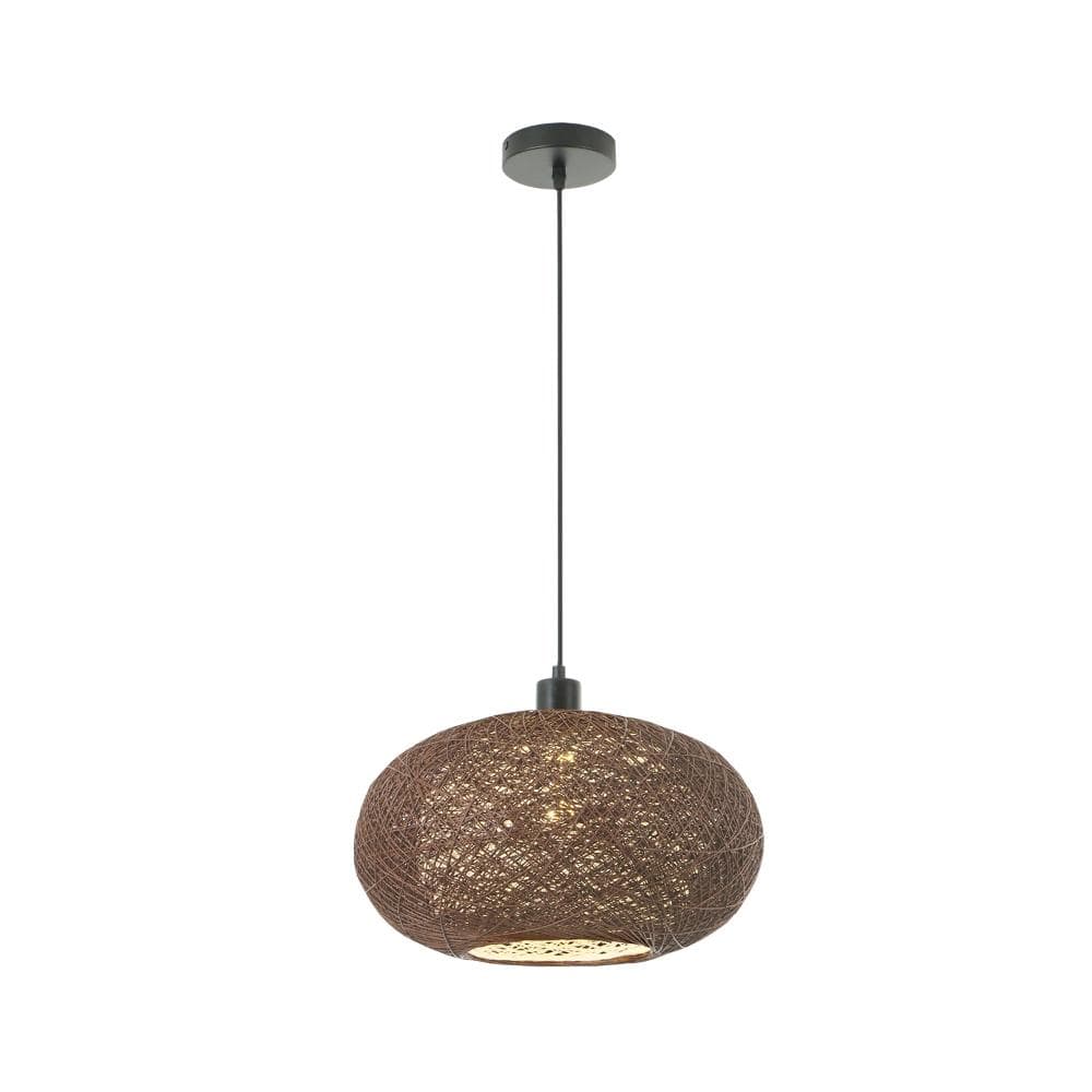 "1 Light 15.7"" Farmhouse Dome Brown Pendant Light with Rattan Woven Shade, for Kitchen Foyer Bedroom" price history on PriceWatchPro