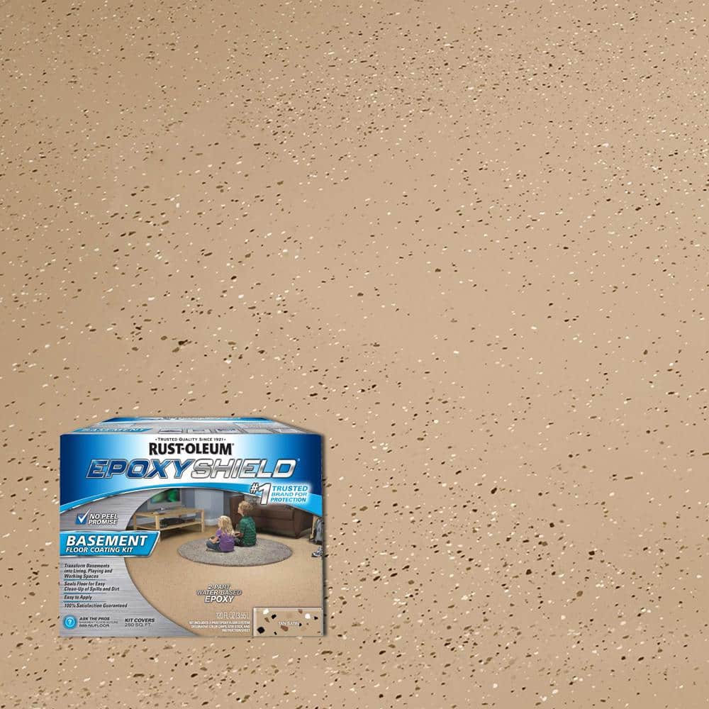 Rust Oleum Epoxyshield 1 Gal Tan Satin Basement Floor Coating Kit 2 Pack 203008 The Home Depot