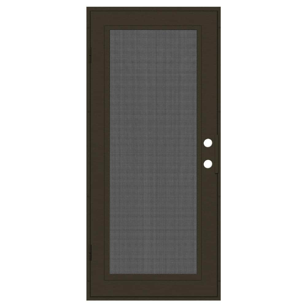 Full View 30 in. x 80 in. Right-Hand/Outswing Bronze Aluminum Security Door with Meshtec Screen -  Unique Home Designs, 3S0000CL2BZ00A