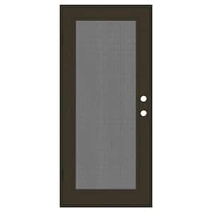 Full View 30 in. x 80 in. Right-Hand/Outswing Bronze Aluminum Security Door with Meshtec Screen