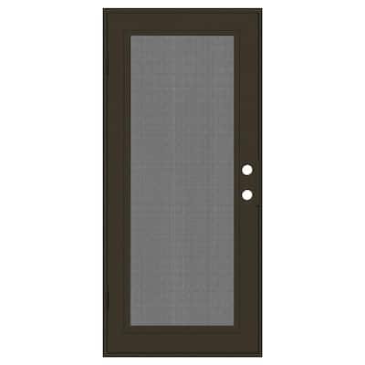 Full View 30 in. x 80 in. Right-Hand/Outswing Bronze Aluminum Security Door with Meshtec Screen