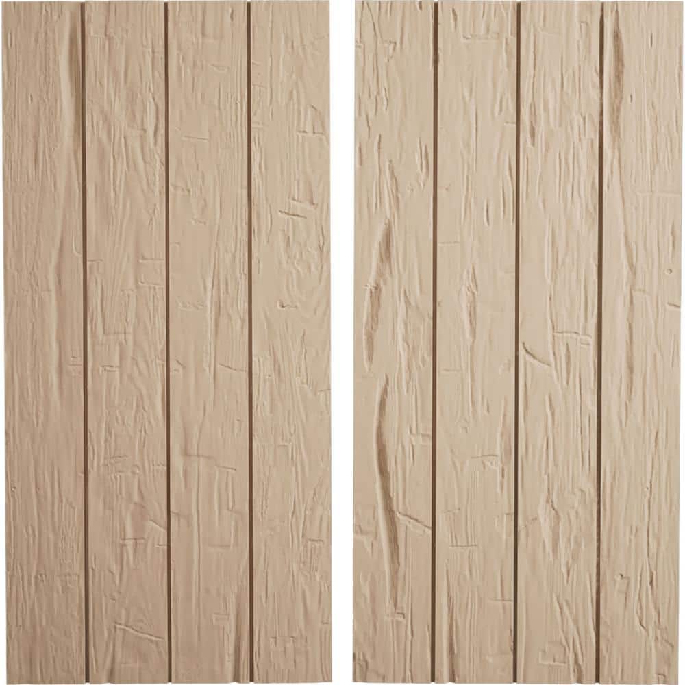 22 in. x 60 in. Timberthane Polyurethane 4-Board Joined Board-n-Batten Hand Hewn Faux Wood Shutters, No Batten Pair price history on PriceWatchPro