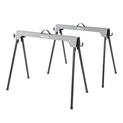 29 in. H Metal Folding Sawhorse with 1,100 lbs. Load Capacity Per Horse (2-Pack)