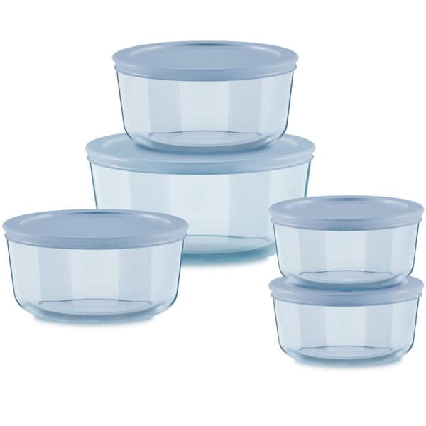 Pyrex 10-Piece Simply Store Tinted Round Storage Set w/Lids in Blue