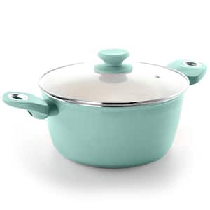 Plaza Cafe 4.5 qt. Round Aluminum Nonstick Dutch Oven in Sky Blue with Glass Lid