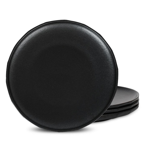 Rio 4-Piece Black Stoneware Dinner Plate Set (Service for 4)