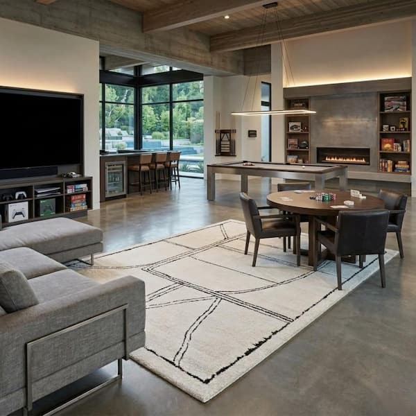 Monotone 5 x 8 White Moraccan Pattern Area Rug for High Traffic Living Room Dining Room Bedroom