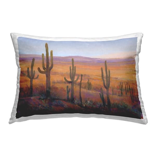 Stupell Industries Canyon Cactus Landscape Tan Print Polyester 14 in. x 20 in. Throw Pillow