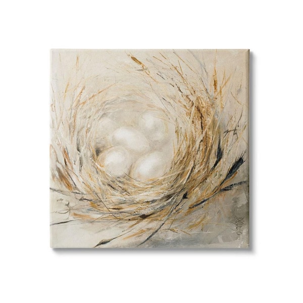 The Stupell Home Decor Collection Abstract Baby Bird Egg Nest Countryside Animals by Third and Wall Unframed Animal Art Print 30 in. x 30 in.