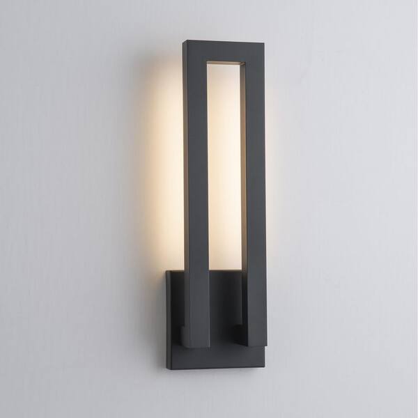 Laplusbelle 22.5 in. Matte Black Integrated LED Hardwired Outdoor Wall Lantern Sconce