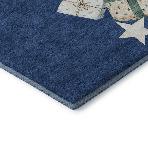 Mayfield Premium Machine Washable Abstract AMF1825 Navy 10 ft. x 14 ft. Area Rug