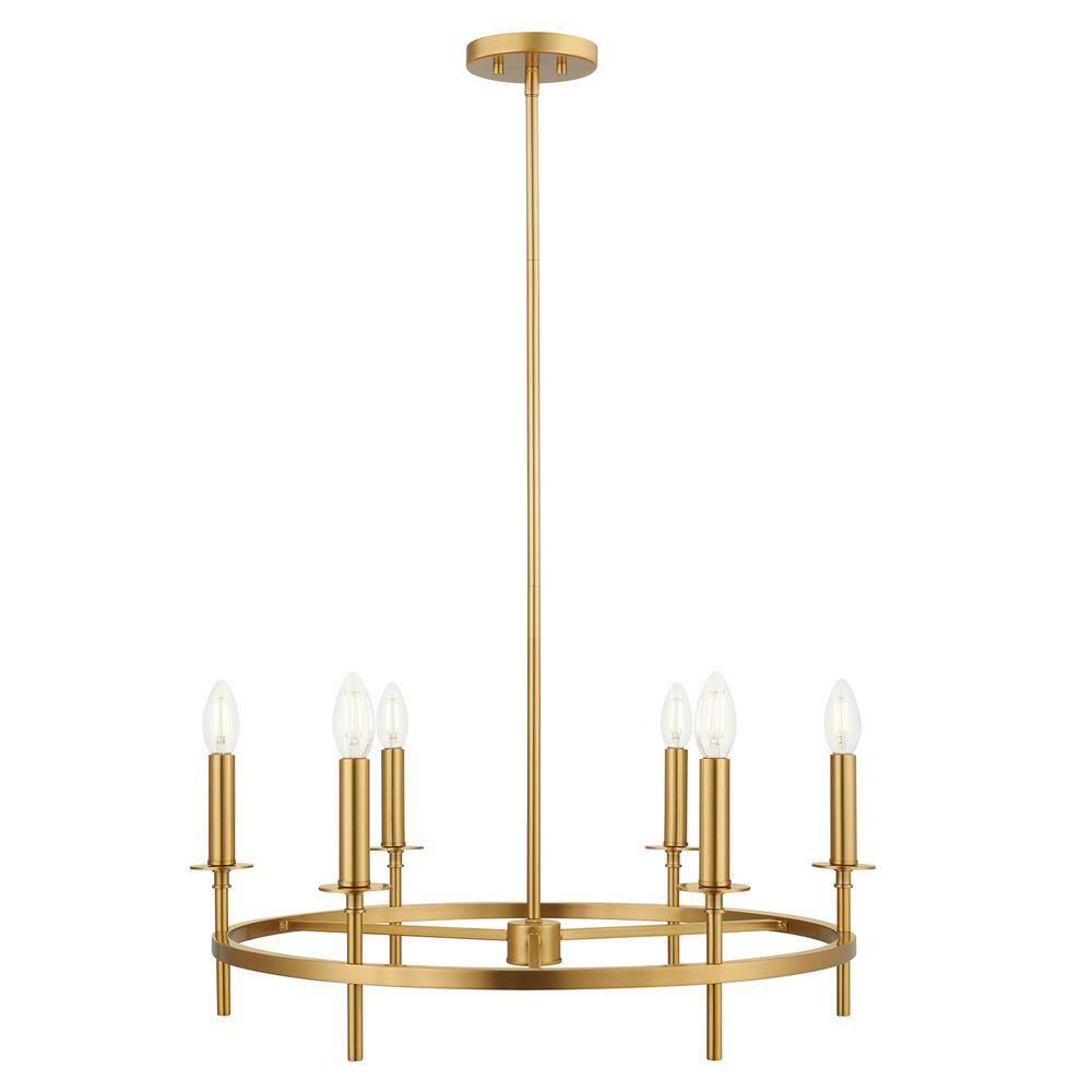 25 in. W x 9 in. H 6-Light Natural Brass Transitional Chandelier price history on PriceWatchPro