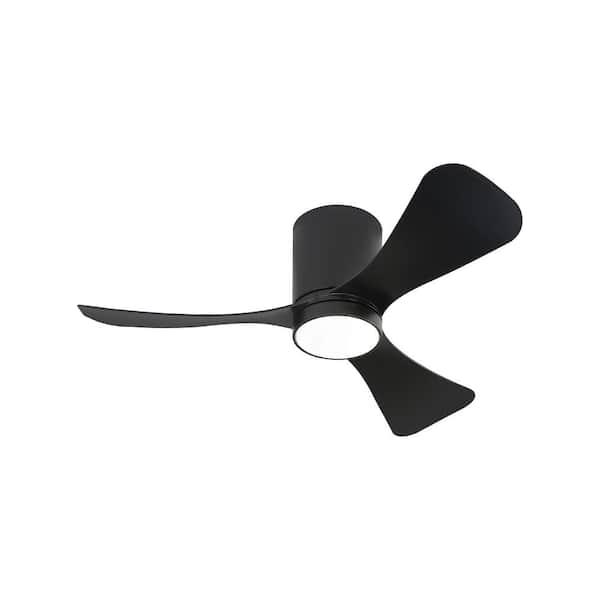 42 in. (3.5 ft. ) Indoor Flush Mount Ceiling Fan with Integrated LED and Remote, Black