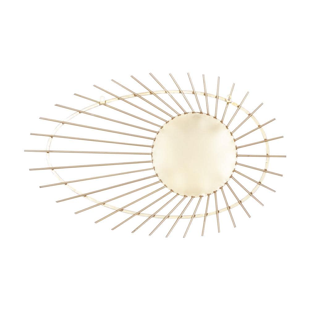 Gold Handmade Abstract Starburst Round Wall Mirror, 22" x 34"