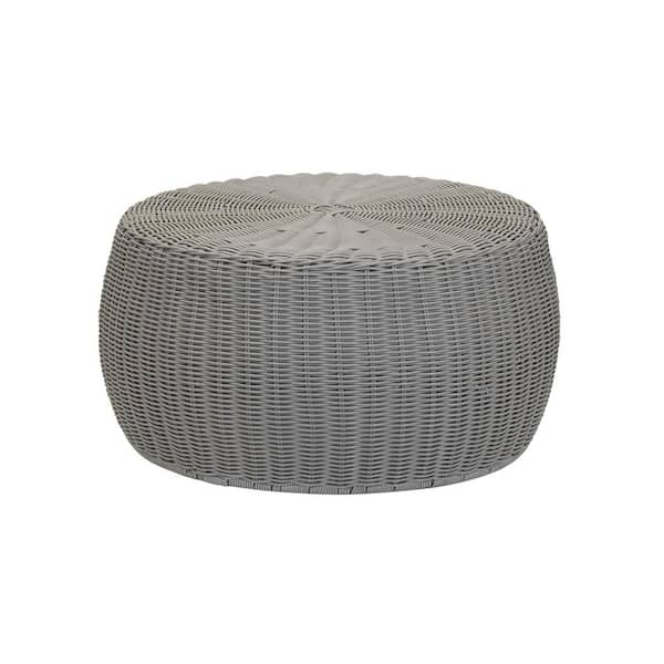 HOUSEHOLD ESSENTIALS Barrel Gray Storage Resin Low Table Ottoman