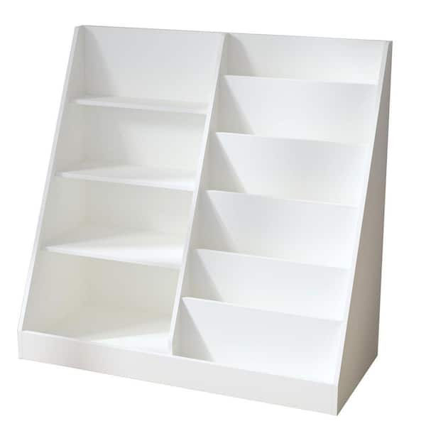 White 34.65 in. W x 33.47 in. H Wood Freestanding Magazine Rack