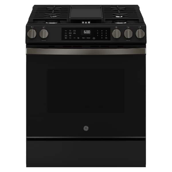 30 in. 5-Burners Slide-In Smart Gas Convection Range in Black Slate with EasyWash Oven Tray And No-Preheat Air Fry