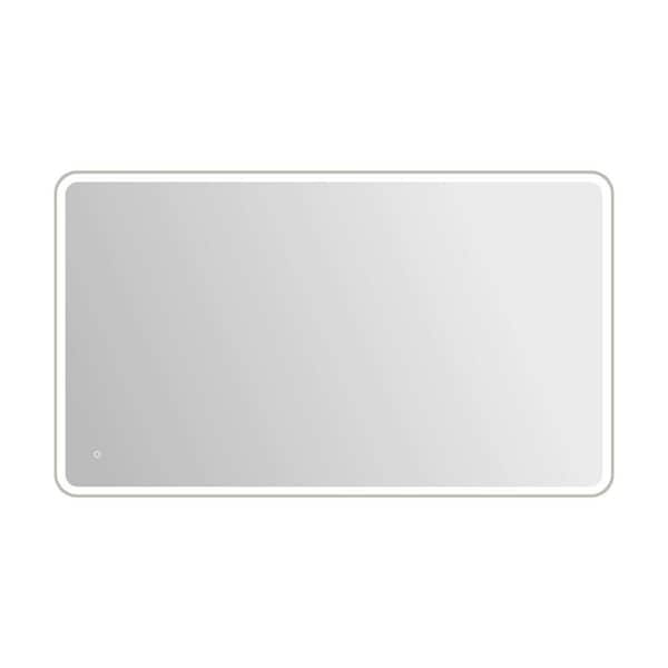42 in. W x 72 in. H Rectangle Framed LED Wall Mirror in Silver