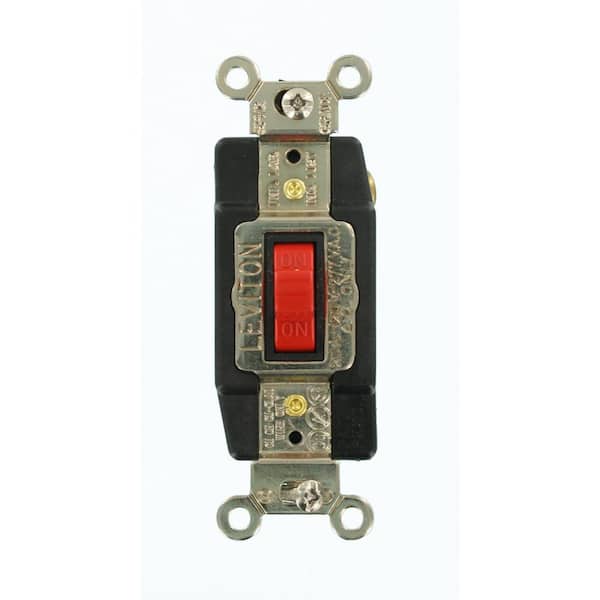 Leviton 20 Amp Industrial Grade Heavy Duty Single-Pole Double-Throw Center-Off Momentary Contact Toggle Switch, Red