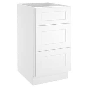 Newport Ready to Assemble White Plywood Shaker 3 Drawer Base Kitchen Cabinet Soft Close Drawers