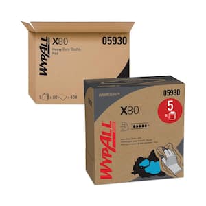 X80 Cloths with HYDROKNIT, 9.1 in. x 16.8 in., Red, Pop-Up Box, 80/Box, 5 Box/Carton