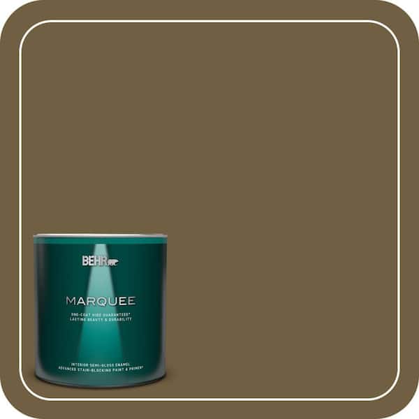 BEHR MARQUEE 1 qt. #360F-7 Olive Shadow Semi-Gloss Enamel Interior Paint & Primer