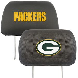 NFL Green Bay Packers Black Embroidered Head Rest Cover Set (2-Piece)