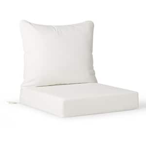 FadingFree (Set of 1) 25 in x 25 in Outdoor Patio Deep Seating Lounge Chair Seat Cushion and Back Pillow Set, White