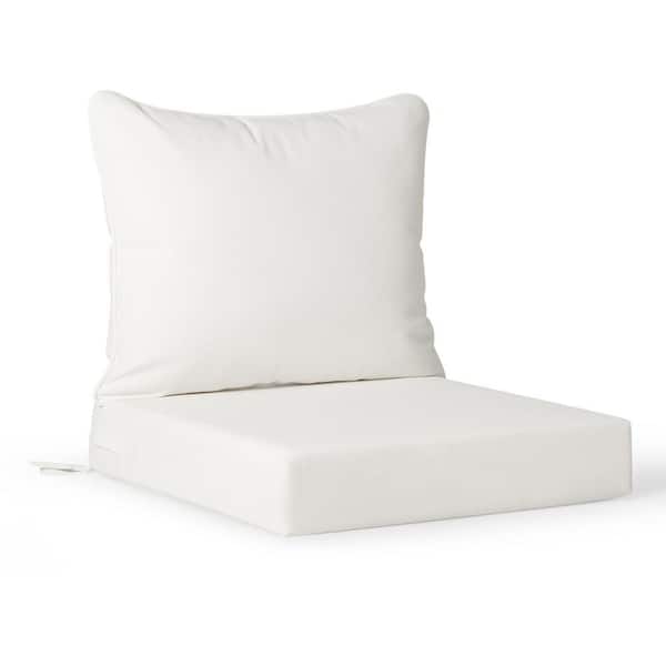 FadingFree (Set of 1) 25 in x 25 in Outdoor Patio Deep Seating Lounge Chair Seat Cushion and Back Pillow Set, White