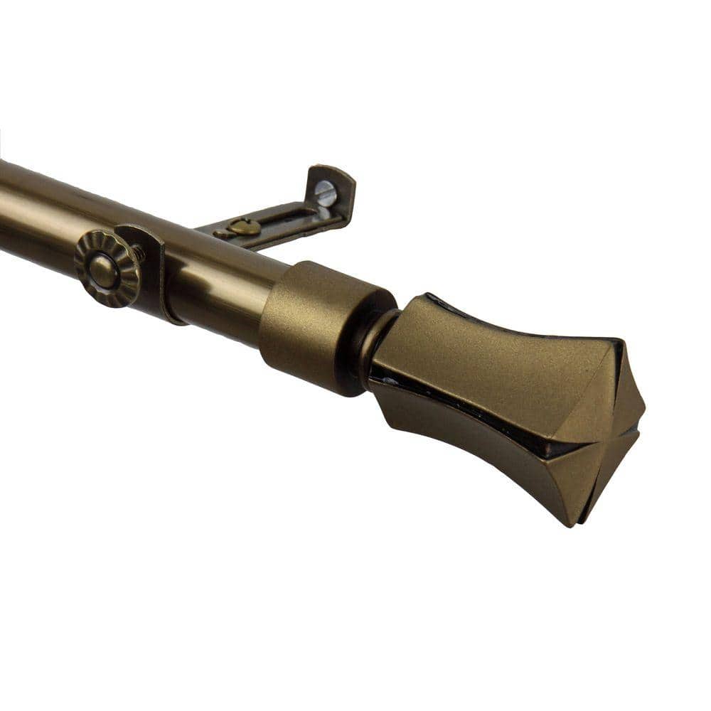 48 in. - 84 in. Telescoping Single Curtain Rod Kit in Antique Brass with Fort Finial price history on PriceWatchPro