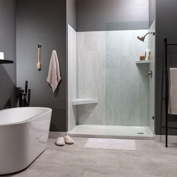 Polar Frost 14.8 in. W x 25.6 in. L Waterproof Adhesive No Grout Vinyl Wall Tile (21 sq. ft./case)