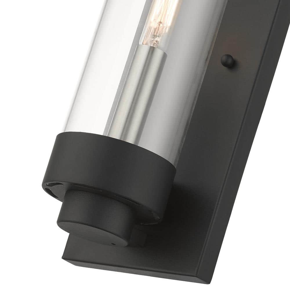 Hillcrest Textured Black Stainless Steel Outdoor Wall Lantern