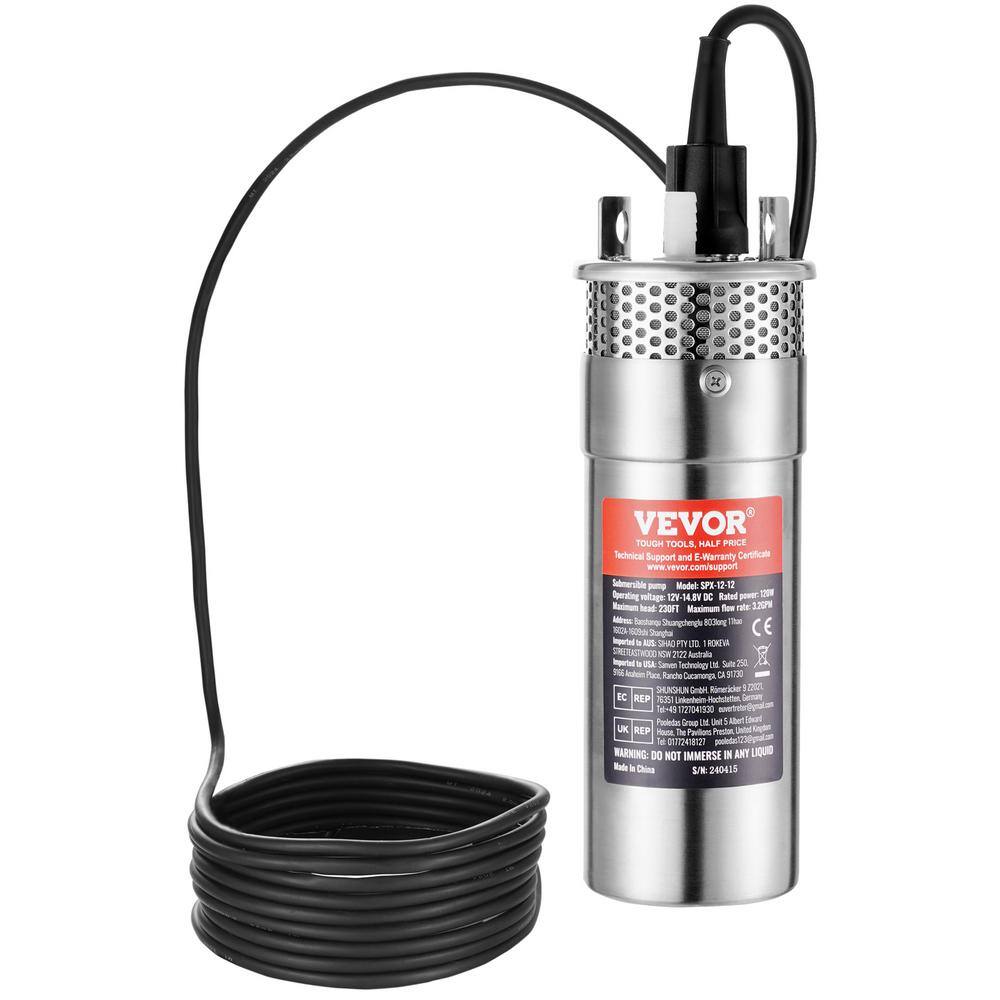 3" Solar Deep Well Pump – 12V DC Submersible – 396 GPH, 99FT Head – Stainless Steel – IMeshbean