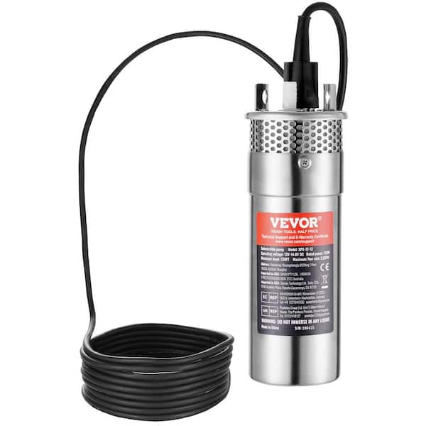 VEVOR 120-Watt 1/5 HP Solar Water Pump Submersible Deep Well Pump Max ...