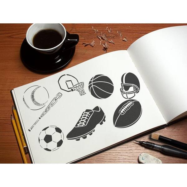 Helmet Stencils Template Plastic Football Helmet Drawing Painting Stencils Square Reusable Stencils, Size: 300 mm x 300 mm, Black