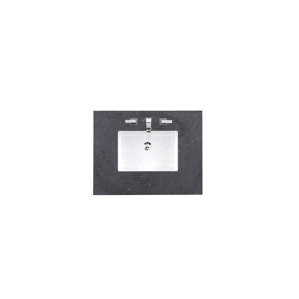James Martin Vanities 30 in. W x 23.5 in. D Single Basin Vanity Top in Charcoal Soapstone Silestone Quartz with White Basin