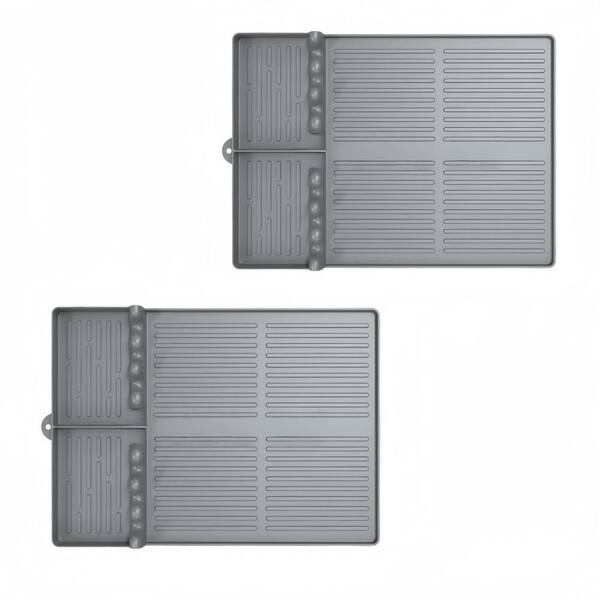 16 in. x 11.6 in. Silicone Griddle Tool Mat Compatible with Drip Pad for Blackstone Weber BBQ Grilling, Gray (2-Pack)