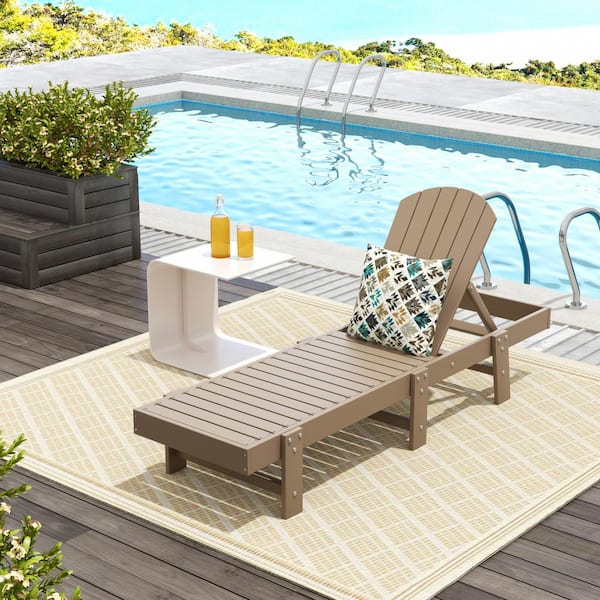 WESTIN OUTDOOR Altura Weather Wood HDPE Plastic Outdoor Adjustable Backrest Classic Adirondack Chaise Lounger