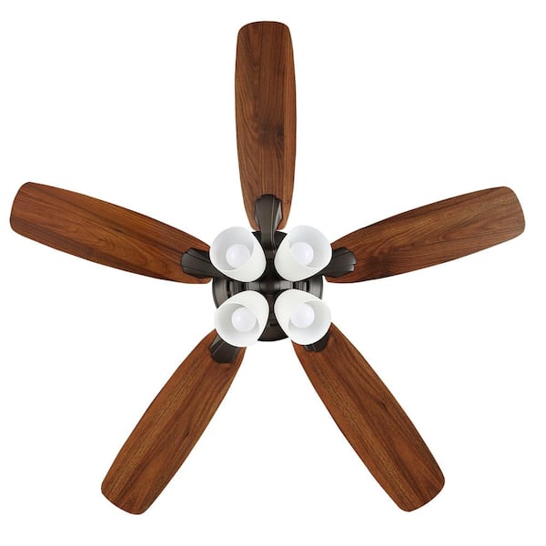 Hampton Bay Hollis 52 in. Indoor LED Bronze Downrod Ceiling Fan