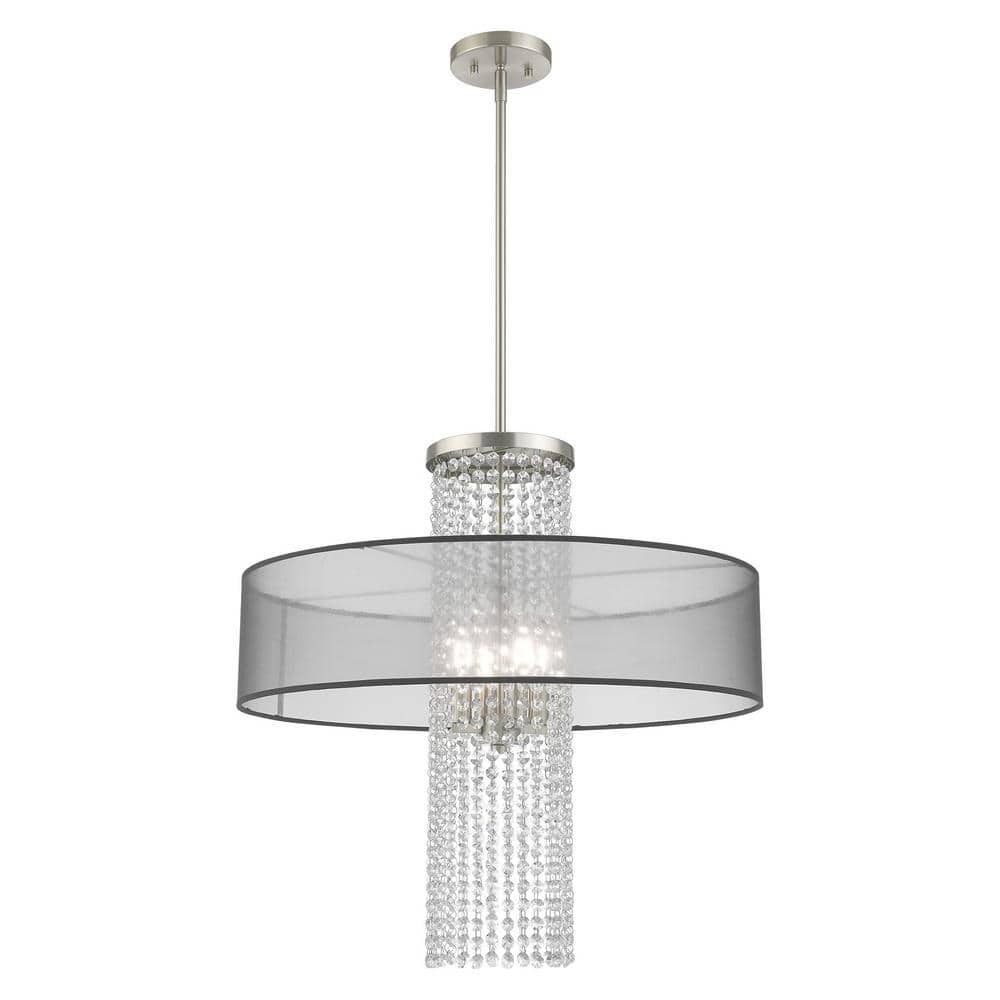 Bella Vista Brushed Nickel 4-Light Crystal Drum Chandelier