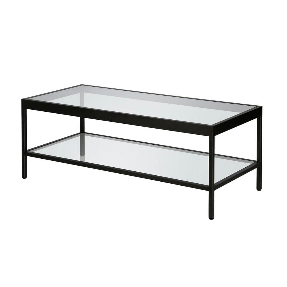 Alexis 45" Blackened Bronze Rectangular Glass Coffee Table