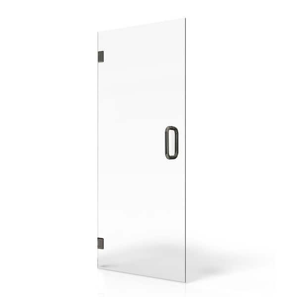 Fab Glass and Mirror 28 in. x 80 in. Frameless Single Swing Shower Door Clear Tempered Glass 3/8 in. With Stain Resistant Glass Coating