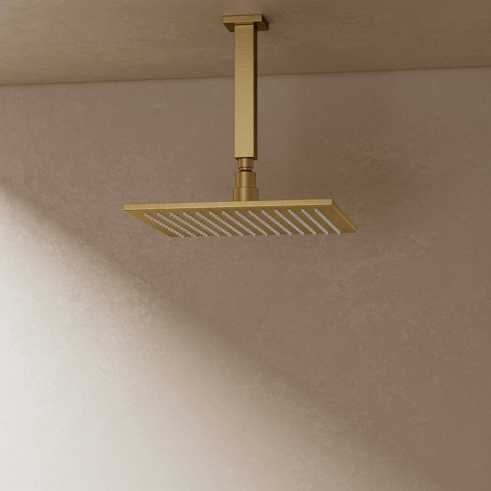 Brushed Gold 12" LED Ceiling Mounted Shower System with Digital Display