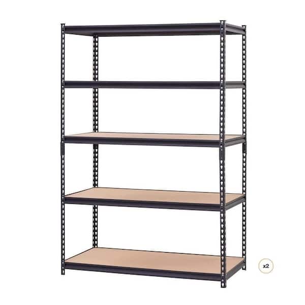 5-Shelf Heavy Duty Adjustable Metal Garage Shelving Unit in Black (48 in. x 72 in. x 24 in.) (2-Unit)