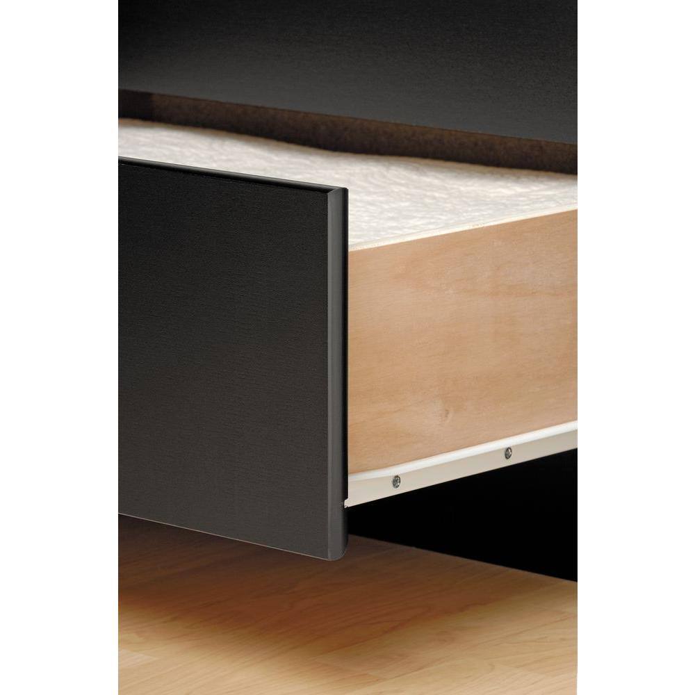 Full Black Pine Wood Platform Bed with 6 Storage Drawers