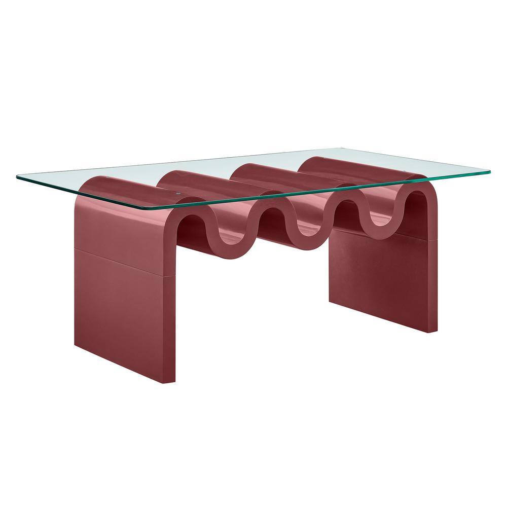 Ondine Spiced Apple Wood and Glass Retro Coffee Table