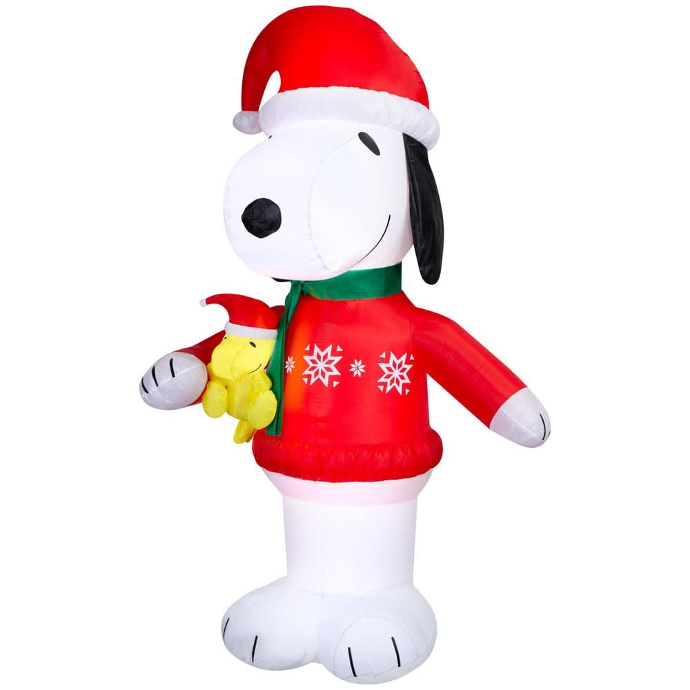 Gemmy 8 ft. H x 3.9 ft. W Airblown Snoopy in Snowflake Sweater ...