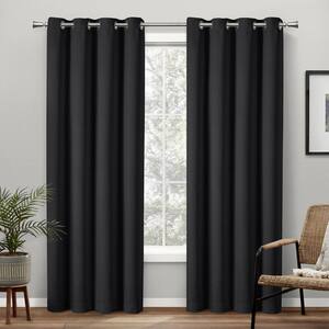 Academy Black 52 in. W x 96 in. L Thermal Total Blackout Grommet Top Curtain Panel (Set of 2)