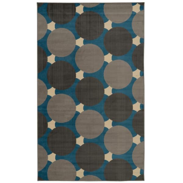 Linon Home Decor Kobe Jasper Blue and Grey 4 ft. 4 in. x 7 ft. 3 in. Area Rug